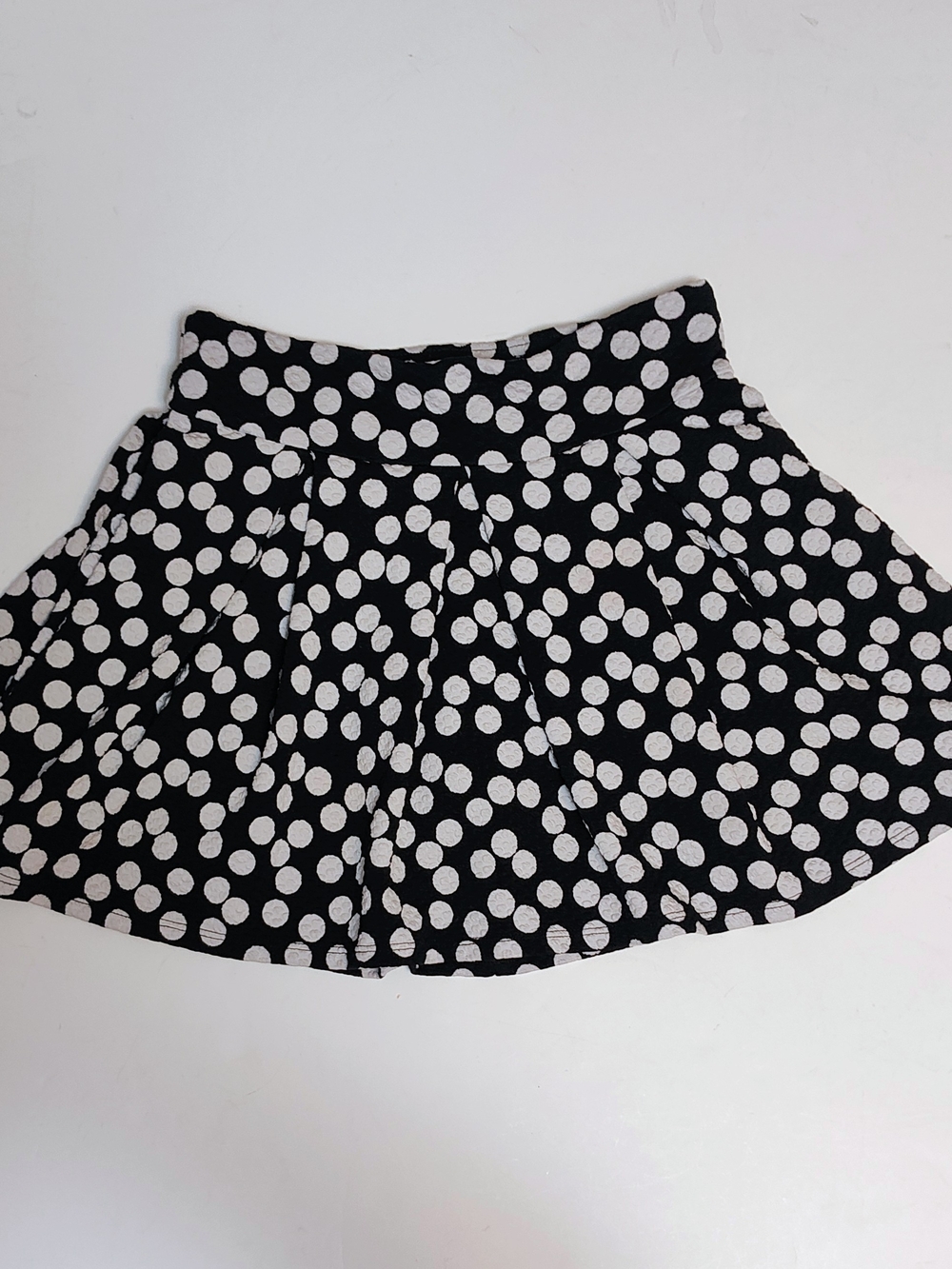 Justice Black and White Polka Dot Skater Skirt